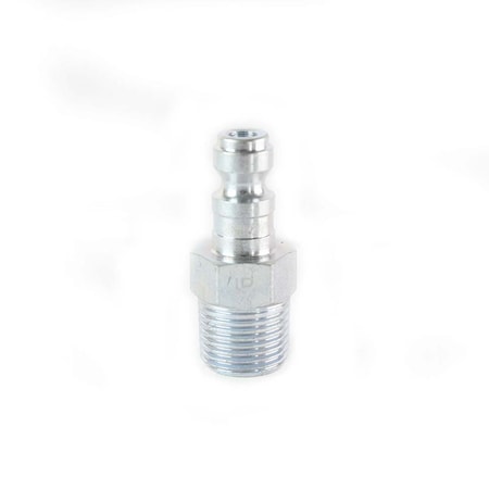 1/4 Inch Auto Coupler Plug X 3/8 Inch Male NPT (Silver Color), PK 25